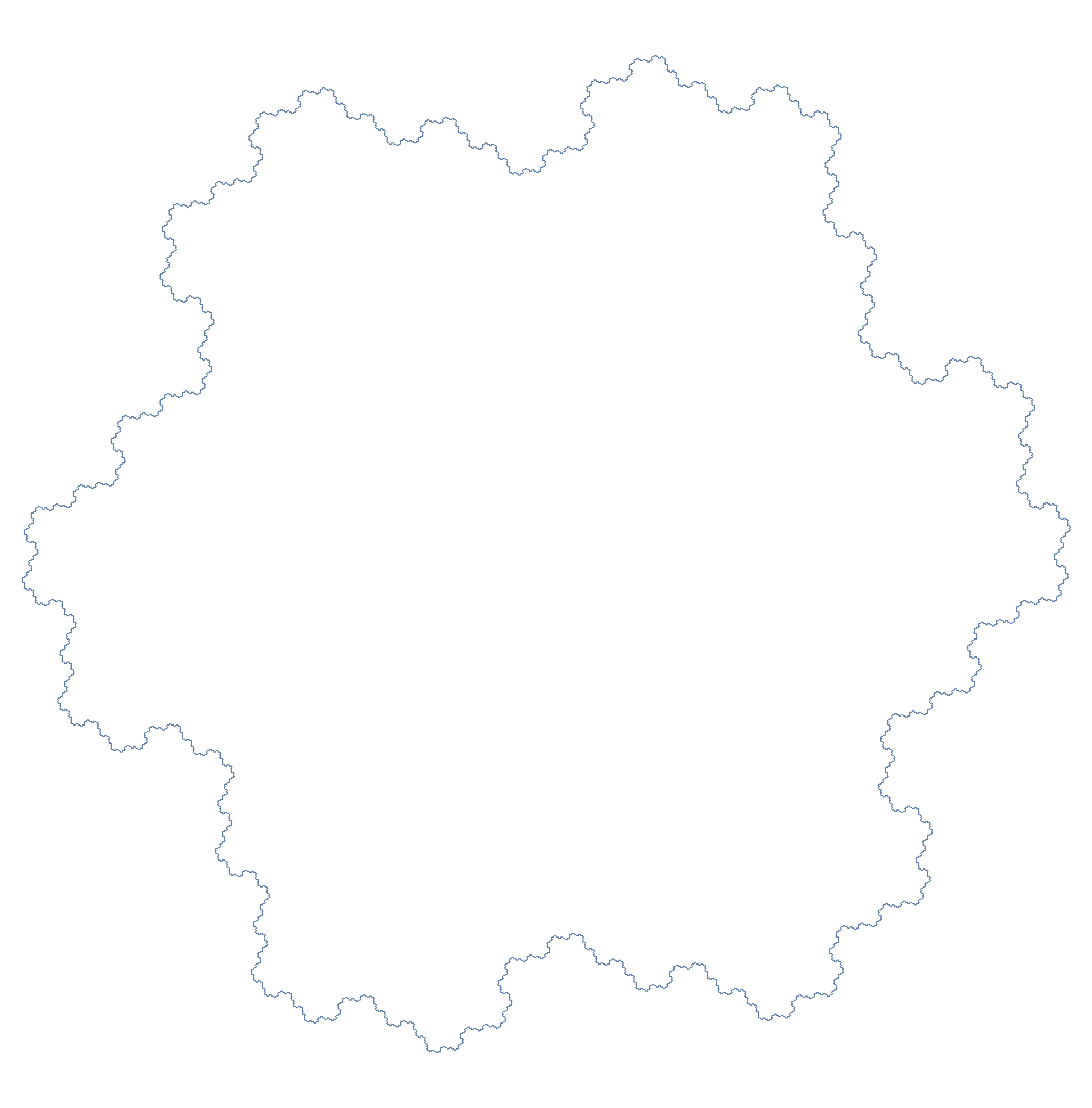 A thin pale-blue irregular fractal outline forming a large island-shaped boundary on a white background