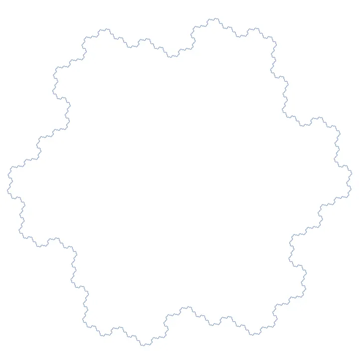A thin pale-blue irregular fractal outline forming a large island-shaped boundary on a white background